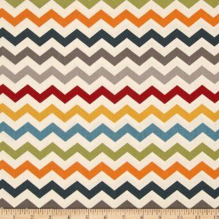 Nested Owls Chevron Stripe Charcoal/Multi Fabric By The YD