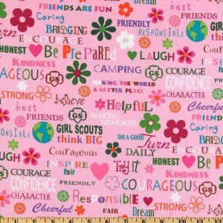 44'' Wide Girl Scouts(R) Inspiration Words Pink Fabric By The Yard