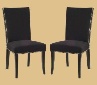 Safavieh Mercer Collection Kerri Leather Side Chairs, Black, Set of 2   Dining Chairs