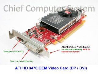 HP 516913 001 ATI HD3470 (RV620) PCI e x16 256MB graphics card   Has one DP 1.1a connector, one dual link DVI connector, and includes bracket Computers & Accessories