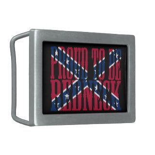 Proud to be Redneck Rebel Confederate Flag Style Rectangular Belt Buckle