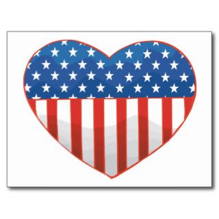 I Love America   United States Flag Heart Postcards