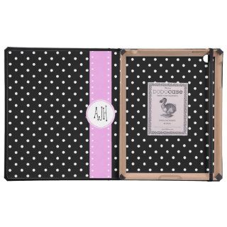 Monogram   Polka Dots, Spots   White Black Pink iPad Case
