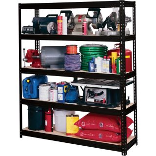 Edsal Ultra Rack — 5-Shelf, 60in.W x 18in.D x 72in.H, Model# UR-60BLK  Steel Frame Shelving