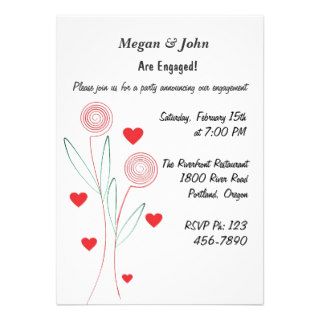 Mod Florals &  Hearts Engagement Party Invitation