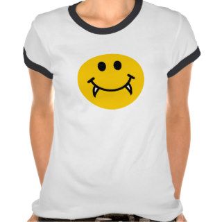 Vampire smiley face with fangs t shirts