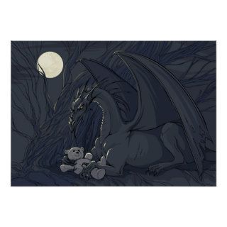 Dragon With Teddy Bear Posters