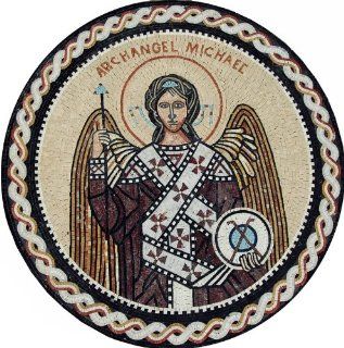 40x40" Archangel St Michael Icon Marble Mosaic Tile