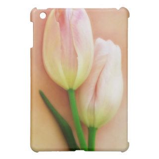 White, Peach, & Pink Tulips Background Customized Case For The iPad Mini