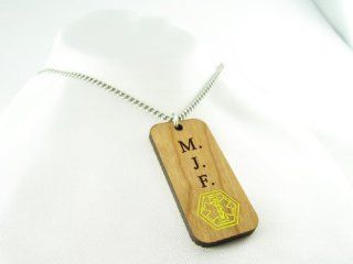 Custom Engraved, Wood, Medical Alert Dog Tag, Yellow ID Necklace Jewelry