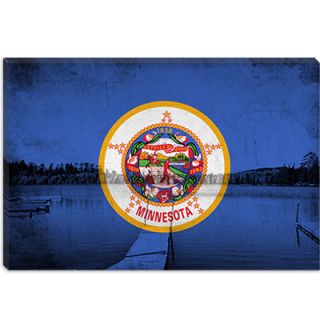 iCanvasArt Minnesota Flag, Grunge Peterson Lake Calhoun Graphic Art on