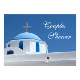 Greek island church wedding couples shower invite