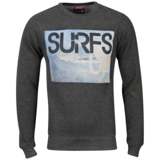 Osaka Mens Surfs Up Photo Print Crew Neck Sweatshirt   Charc Marl      Mens Clothing