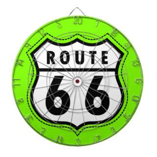 Chartreuse, Neon Green Route 66 road sign Dartboard