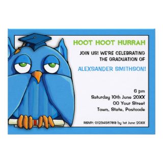 Aqua Owl Grad Graduation Party 5 invitation