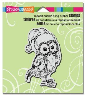 Stampendous, Cling Rubber Stamp, Santa Hat Owl