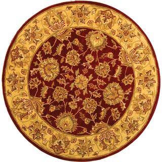 Handmade Heritage Kerman Red/ Gold Wool Rug (8' Round) Safavieh Round/Oval/Square