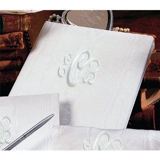 White Moire Monogram (240 signatures, 3 ring binder) Memory Book Jewelry