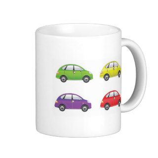 SetofFourCarVector1 COLOURFUL CARTOON CARS FUN TRA Coffee Mugs