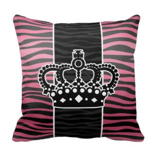 Girly princess pink and black zebra print pillows