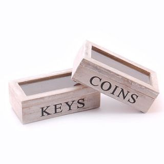 wooden key and coin boxes by pippins gift company