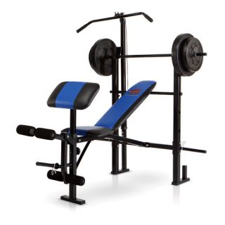 Standard Weight Adjustable Olympic Bench with 120 lb Weight Set