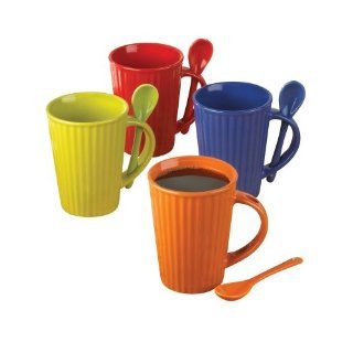 Cafe Bistro Coffee Ceramic Beverage Cup Mug Spoon Set
