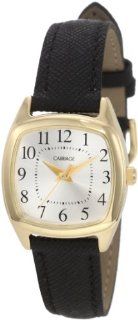 Carriage Women's C3C632 Gold Tone Cushion Shaped Case Black Strap Watch Watches