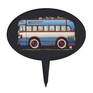 Cute Bus Tour Bus Cake Toppers