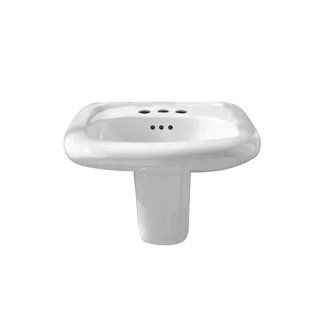 American Standard 0954.634.020 Murro Wall Hung Lavatory with 4 Inch Faucet Holes and 1.5 Gpm Metering Centerset Faucet   Bathroom Sink Faucets  