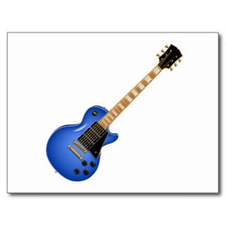 Blue Heavy Metal Electric Guitar Post Card