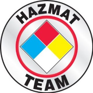 Accuform Signs LHTL646 Emergency Response Reflective Helmet Sticker, Legend "HAZMAT TEAM" with Graphic, 2 1/4" Diameter, Blue/Red/Yellow/Black on White Industrial Warning Signs