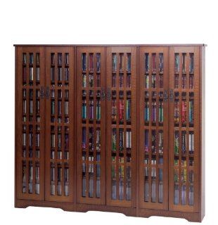 Multimedia Storage Cabinet with Inlaid Glass Door in Walnut Finish   Media Cabinets