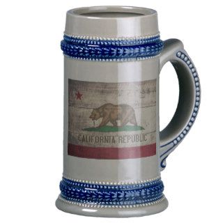 Old Wooden California Flag Coffee Mugs