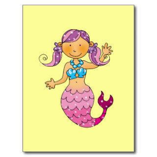 Cute pink mermaid postcard