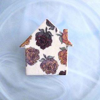colourful rose print house brooch by sarah coonan