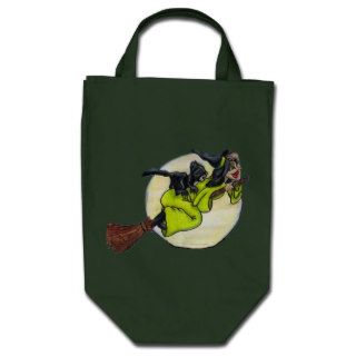 Flying Witch Cat Moon Stars Canvas Bag