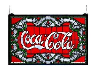 Meyda Lighting 106235 24"W X 15"H Coca Cola Victorian Stained Glass Window
