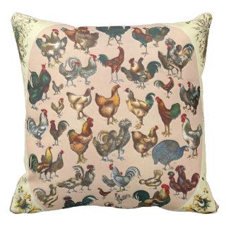 Poultry Breeds 1868 Throw Pillow