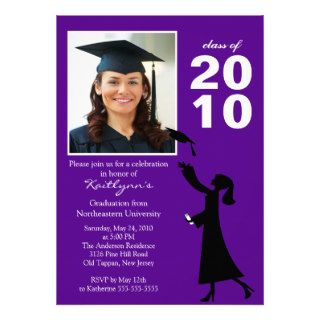 Trendy Purple & Black Graduation Invitation