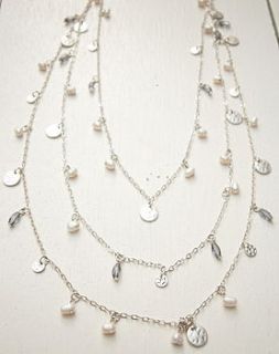 long silver and pearl necklace by lily & joan