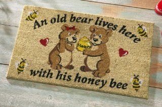Old Bear And His Honey Front Door Welcome Mat  Patio, Lawn & Garden