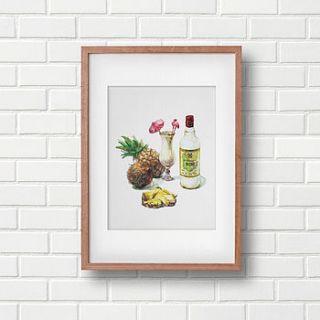 pina colada cocktail art print by anzu
