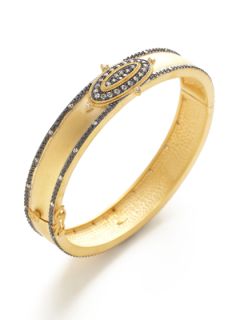 Wide Gold & CZ Bangle Bracelet by Belargo