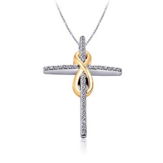 CT. T.W. Diamond Infinity Cross Pendant in Sterling Silver and 14K
