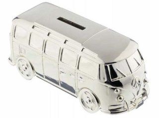 Silver Plated Camper Van Money Box   Christening New Baby Boy Gift   Toy Banks