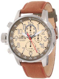 Invicta Men's 12083 I Force Chronograph Matte Ivory Dial Brown Cloth Watch at  Men's Watch store.