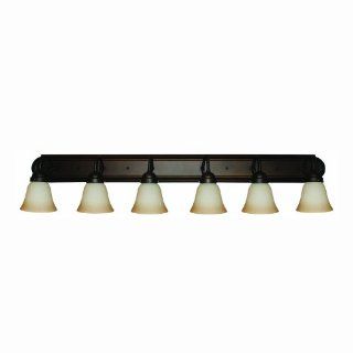Sunlite B648/DB/TS 48 Inch 6 Lamp Down Decorative Vanity Wall Fixture, and Sconces Dusted Brown with Tea Stained Glass   Vanity Lighting Fixtures  