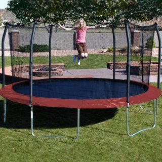 15' Round Trampoline with Safety Enclosure Color Earth Tone Red  Patio, Lawn & Garden