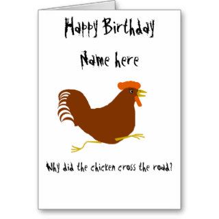 Chicken on Birthday card customize corny joke